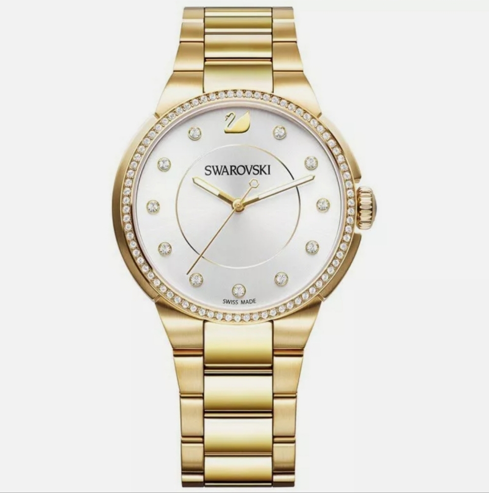 🛑SWAROVSKI City Yellow Gold Tone watch
